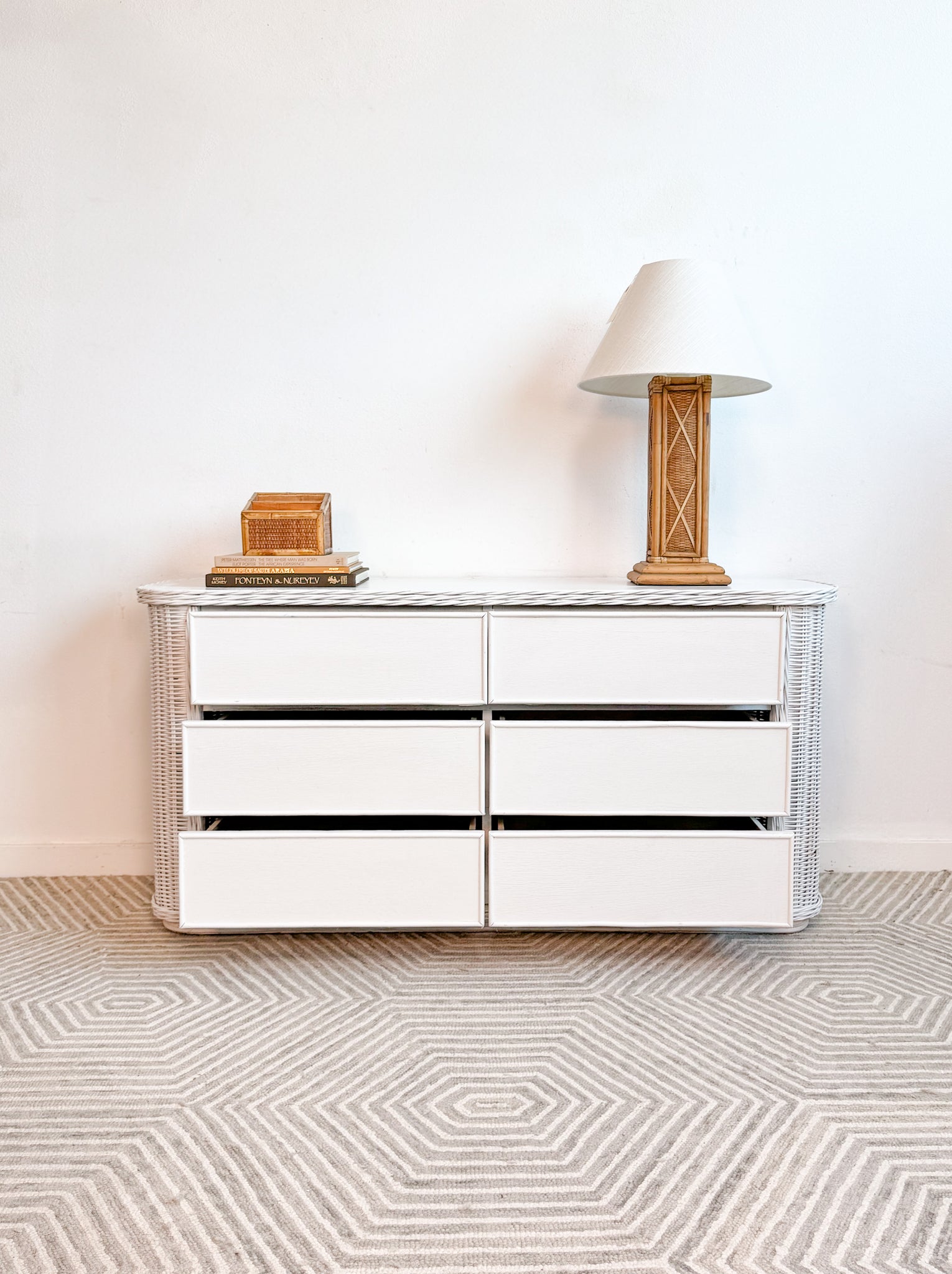 White Curved Wicker Dresser – The Woven Home White Curved Wicker Dresser – The Woven Home