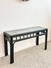 Load image into Gallery viewer, Black Rattan Console Table
