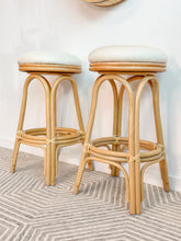 Load image into Gallery viewer, Pair of Rattan Swivel Barstools
