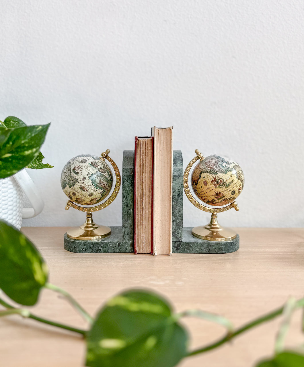 Pair of Marble Globe Bookends