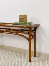 Load image into Gallery viewer, Mid Century Wood and Brass Console Table
