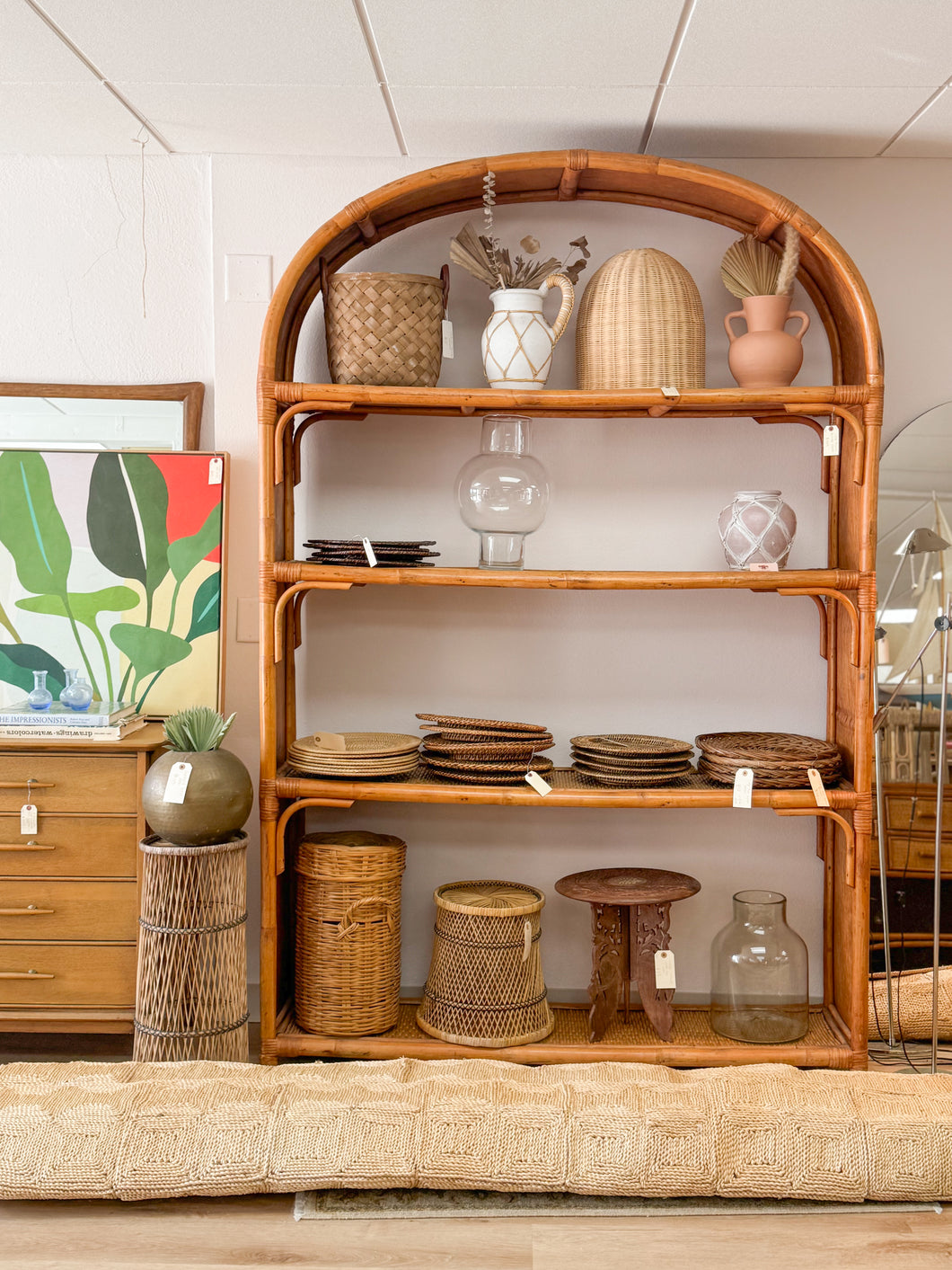 Oversized Arched Rattan Shelf