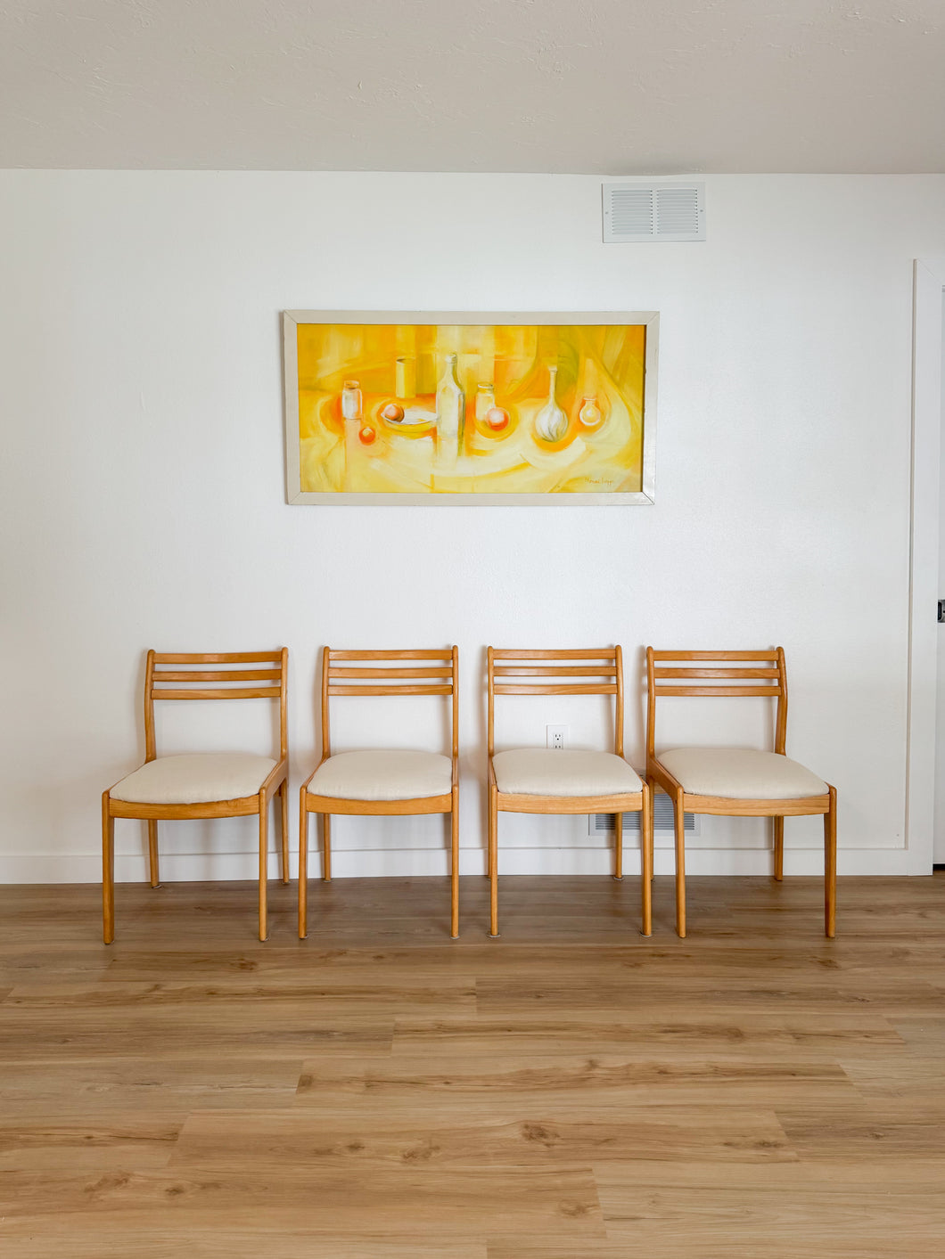 Set of 4 Blonde MCM dining chairs