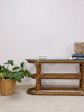 Load image into Gallery viewer, Vintage Curved Pencil Reed Console Table
