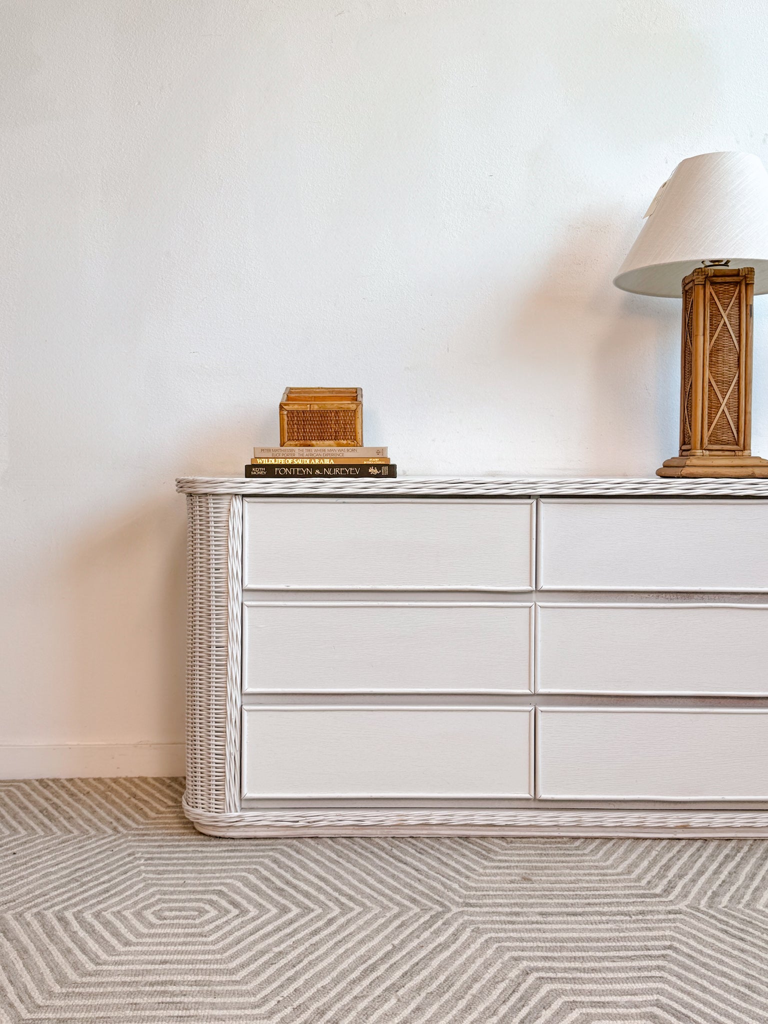 White Curved Wicker Dresser White Curved Wicker Dresser