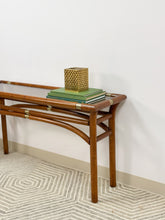 Load image into Gallery viewer, Mid Century Wood and Brass Console Table
