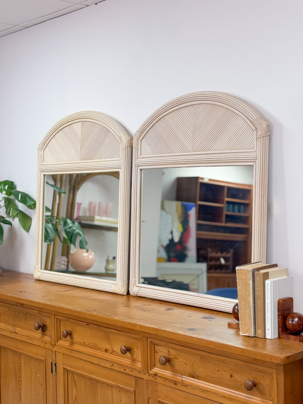 Pair of Pencil Reed Mirrors