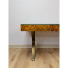 Load image into Gallery viewer, Vintage John Stuart MCM Burlwood Executive Desk Bronze Legs Collectable w/Glass
