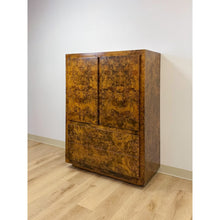Load image into Gallery viewer, Vintage John Stuart MCM Burlwood Tallboy Armoire, Drawers and Doors, Collectable
