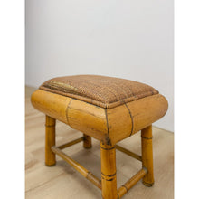 Load image into Gallery viewer, Vintage Bamboo Stool Woven Seat Coastal Boho Accent Low Footrest Ottoman

