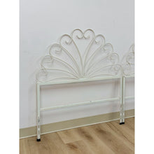 Load image into Gallery viewer, Pair of White Wrought Iron Twin Headboards French Country Farmhouse Whimsical
