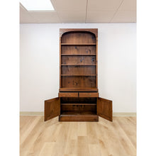 Load image into Gallery viewer, Handmade Pine Walnut Tone Bookcase Desk Drawers Cabinet Antique Style

