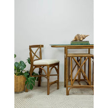 Load image into Gallery viewer, Vintage Rattan Bistro Set Counter Height Bar Stools Table Coastal Honeymoon Set
