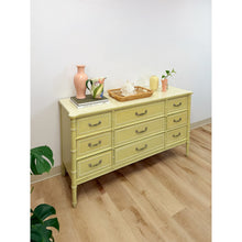 Load image into Gallery viewer, Coastal Henry Link Bali Hai Green Faux Bamboo 9 Drawer Dresser Hollywood Regency
