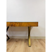 Load image into Gallery viewer, Vintage John Stuart MCM Burlwood Executive Desk Bronze Legs Collectable w/Glass
