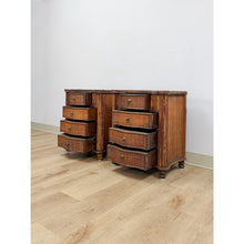 Load image into Gallery viewer, Vintage Nightstands Split Bamboo Reed Four Drawer British Colonial Regency Table
