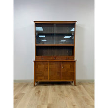 Load image into Gallery viewer, Vintage Hutch by Paine Furniture MCM China Cabinet, Parquet Doors, Glass Sliding
