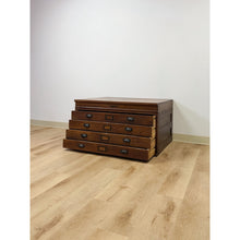 Load image into Gallery viewer, Antique Hamilton Printing Cabinet, Four Drawer Dark Oak Wood Dresser Collectable
