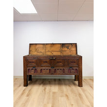 Load image into Gallery viewer, Antique Indian Dowry Chest 19th Century Brass Studs Iron Medieval Style Console
