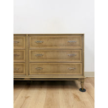 Load image into Gallery viewer, Vintage MCM Gray Washed Blonde Dresser Six Drawer With Metal Handles
