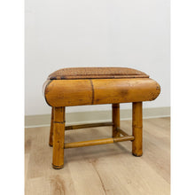 Load image into Gallery viewer, Vintage Bamboo Stool Woven Seat Coastal Boho Accent Low Footrest Ottoman
