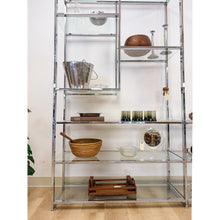 Load image into Gallery viewer, Rare Milo Baughman Style Chrome Glass Etagere Display Shelf Vintage MCM Shelving
