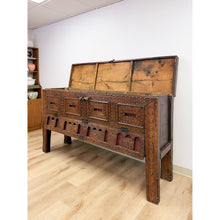 Load image into Gallery viewer, Antique Indian Dowry Chest 19th Century Brass Studs Iron Medieval Style Console
