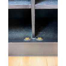 Load image into Gallery viewer, Bobby Berk Modern Black Tallboy Cabinet, Beige Oval Cane Inlay MCM Style
