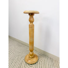 Load image into Gallery viewer, Italian Pickled Pine Pedestal Rustic Antique Farmhouse Plant Stand
