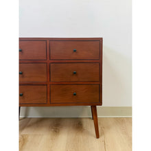 Load image into Gallery viewer, MCM Style Six Drawer Chest Brown Wood Petite Storage for Entryway or Sofa
