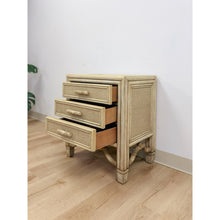 Load image into Gallery viewer, Ficks Reed Faux Bamboo Nightstand Beige Coastal Hollywood Regency Bedside Table
