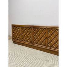 Load image into Gallery viewer, Drexel Collage MCM Low Console Lattice Door Faces Vintage Credenza Finished Back

