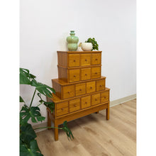 Load image into Gallery viewer, Handmade Vintage Tiered Apothecary Cabinet Fifteen Drawers Antique Style

