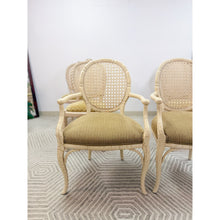 Load image into Gallery viewer, Set of 6 Vintage Cane Dining Chairs Coastal Chic w/ Captains Chairs Hollywood
