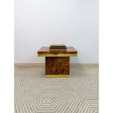 Load image into Gallery viewer, Milo Baughman Style Burlwood Brass Trim Side Table Vintage MCM Postmodern Accent
