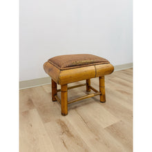 Load image into Gallery viewer, Vintage Bamboo Stool Woven Seat Coastal Boho Accent Low Footrest Ottoman
