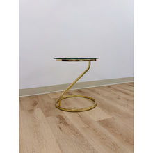 Load image into Gallery viewer, Round Brass Angular End Table Milo Baughman Style Postmodern Vintage MCM
