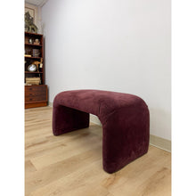 Load image into Gallery viewer, Postmodern Burgundy/Mauve Upholstered Curved Bench Vintage Sculptural Seating
