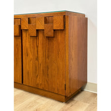 Load image into Gallery viewer, Vintage Buffet Lane Staccato Brutalist MCM Walnut Sideboard Collectible
