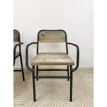 Load image into Gallery viewer, Distressed Blue Coastal Chairs Wood &amp; Cast Iron Weathered Vintage Chairs Seating
