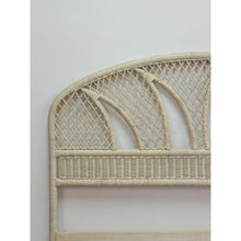 Load image into Gallery viewer, Vintage White Wicker Arched Queen Headboard Coastal Boho Hollywood Regency
