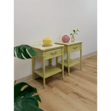 Load image into Gallery viewer, Rare Henry Link Bali Hai Green Faux Bamboo Pair of Nightstands Hollywood Regency
