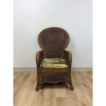 Load image into Gallery viewer, Coastal Wicker Rattan Chair Vintage Beach Scene Cushion Boho Accent Outdoor
