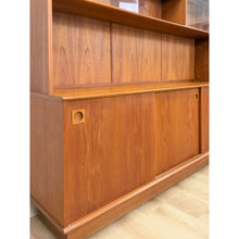 Load image into Gallery viewer, MCM Teak 2 Piece China Cabinet Sliding Doors Shelves Vintage Buffet Storage
