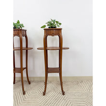 Load image into Gallery viewer, French Provincial Planter Box Stand Side Table Copper Tray Vintage Pair
