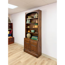 Load image into Gallery viewer, Handmade Pine Walnut Tone Bookcase Desk Drawers Cabinet Antique Style
