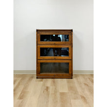 Load image into Gallery viewer, Vintage Bookcase Three Stack Oak Barrister Glass Door Traditional Shelf
