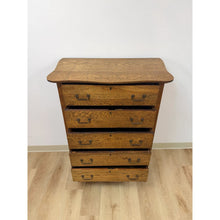 Load image into Gallery viewer, Antique Oak Dresser Five Drawer Tallboy Chest of Drawers Bedroom Furniture
