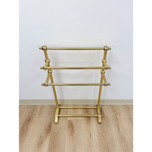 Load image into Gallery viewer, Vintage Polished Brass Three-Tier Freestanding Towel Rack Ball Finials Atomic
