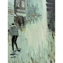 Load image into Gallery viewer, Rainy Cityscape Oil Painting Brutalist Impasto Figurative Street Scene
